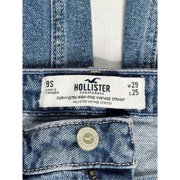 Hollister medium wash distressed curvy ultra high rise vintage straight jeans si - Picture 8 of 11